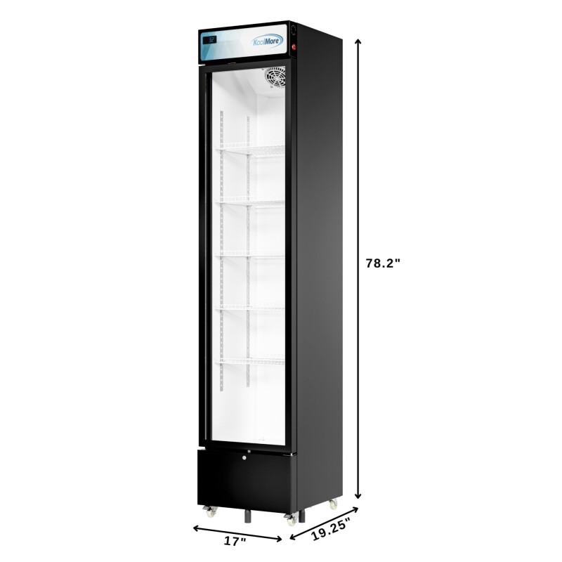 17 in. Slim Commercial Merchandiser Refrigerator 7 Cu. Ft. in Black, ETL Listed KMMDR17S
