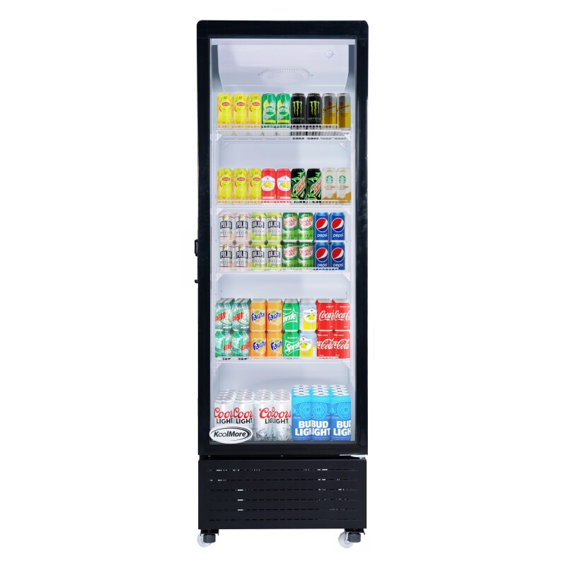 23 in. One Glass Door Commercial Display Merchandiser Refrigerator Cooler in Black, ETL Listed, 10 cu. ft KMMDR1GD10C