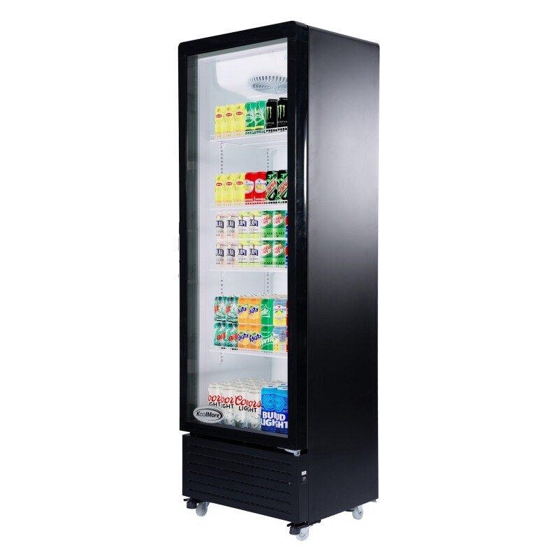 23 in. One Glass Door Commercial Display Merchandiser Refrigerator Cooler in Black, ETL Listed, 10 cu. ft KMMDR1GD10C