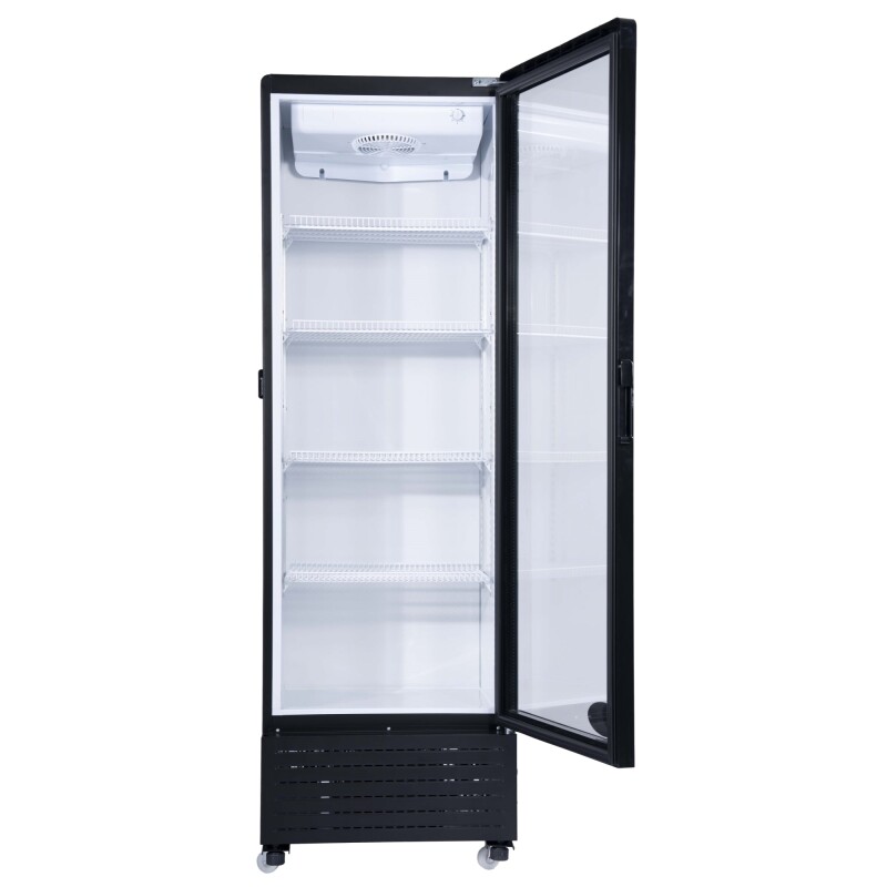 23 in. One Glass Door Commercial Display Merchandiser Refrigerator Cooler in Black, ETL Listed, 10 cu. ft KMMDR1GD10C