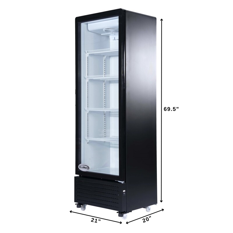 23 in. One Glass Door Commercial Display Merchandiser Refrigerator Cooler in Black, ETL Listed, 10 cu. ft KMMDR1GD10C