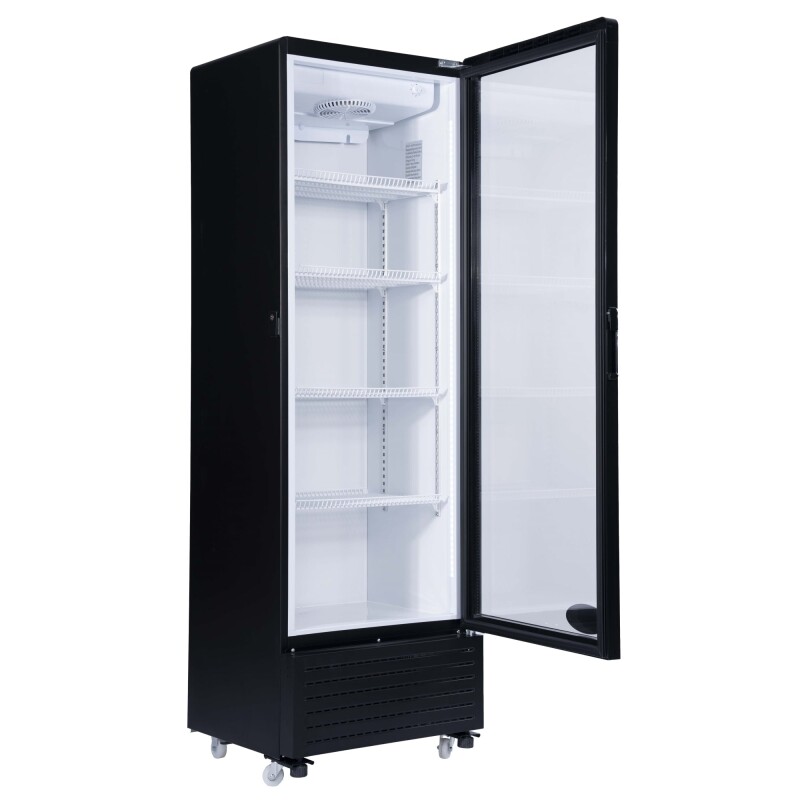 23 in. One Glass Door Commercial Display Merchandiser Refrigerator Cooler in Black, ETL Listed, 10 cu. ft KMMDR1GD10C