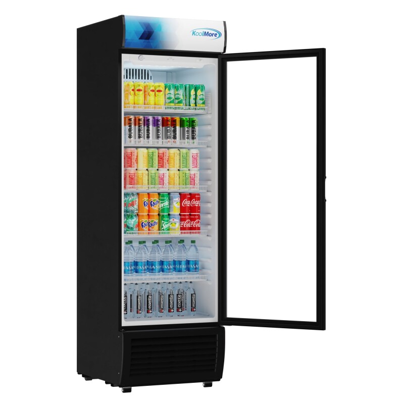 26 in. Commercial Merchandiser Refrigerator with LED Lights, 15 Cu. Ft. in Black KMMDR1GD15C