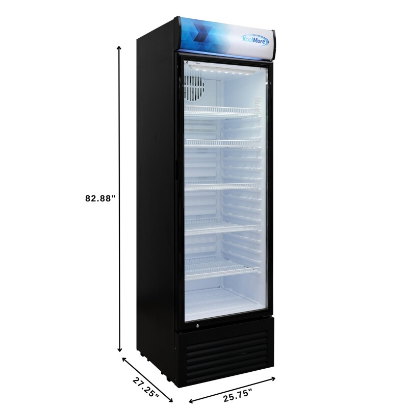 26 in. Commercial Merchandiser Refrigerator with LED Lights, 15 Cu. Ft. in Black KMMDR1GD15C