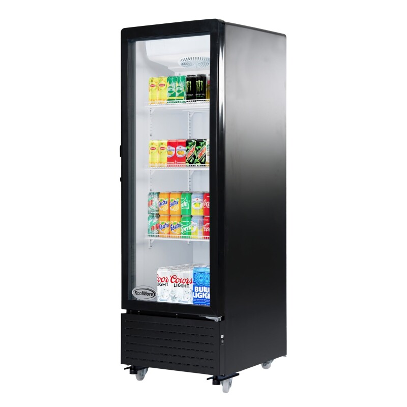 21 in. One Glass Door Commercial Display Merchandiser Refrigerator Cooler in Black, ETL Listed, 8 cu. ft KMMDR1GD8C