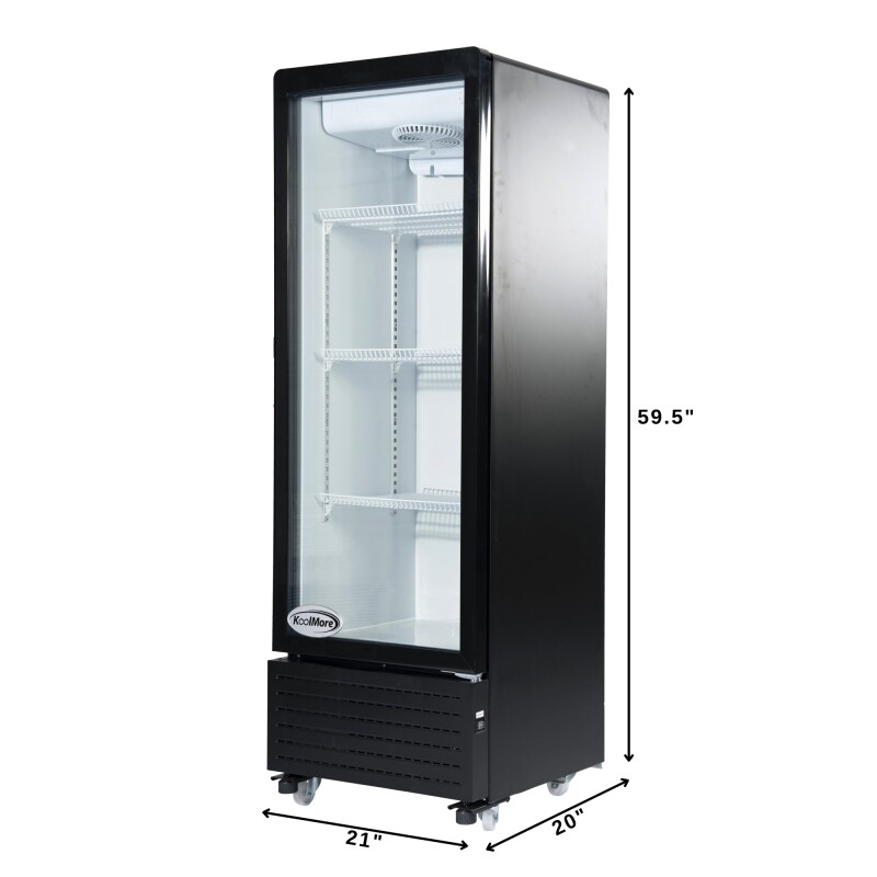 21 in. One Glass Door Commercial Display Merchandiser Refrigerator Cooler in Black, ETL Listed, 8 cu. ft KMMDR1GD8C