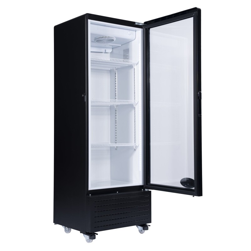 21 in. One Glass Door Commercial Display Merchandiser Refrigerator Cooler in Black, ETL Listed, 8 cu. ft KMMDR1GD8C