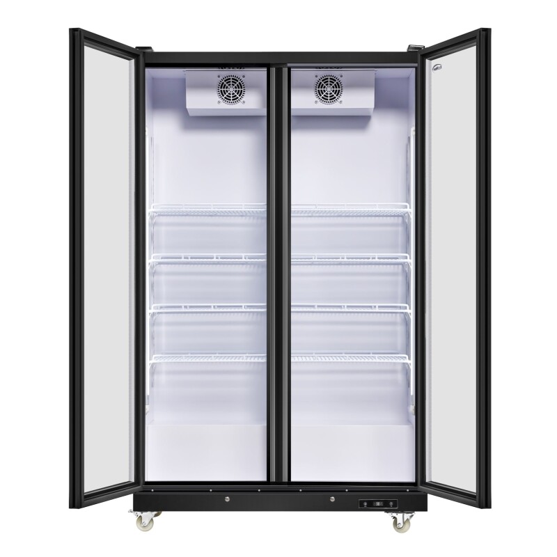 47 in. Commercial 2 Fully Glass Door Merchandiser Refrigerator, 30 Cu. Ft., ETL Listed in Black KMMDR2FGD
