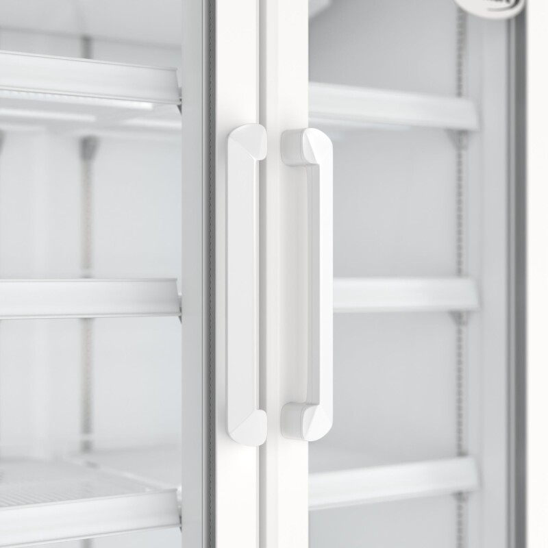 35 in. Commercial 2-Glass Door Merchandiser Refrigerator, 16.5 cu. ft. in White KMMDR2GD35