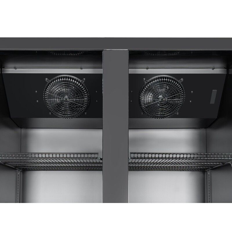 47 in. Two-Door Commercial Display Merchandiser Refrigerator in Sleek Black, 35 cu. ft. ETL Listed KMMDR2GD35CNLBK