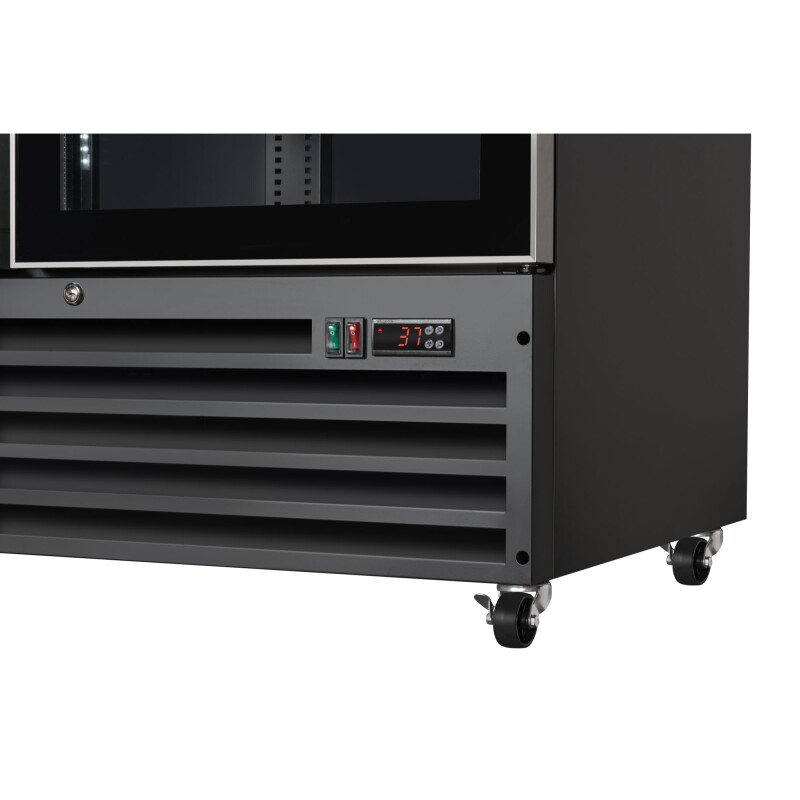 47 in. Two-Door Commercial Display Merchandiser Refrigerator in Sleek Black, 35 cu. ft. ETL Listed KMMDR2GD35CNLBK