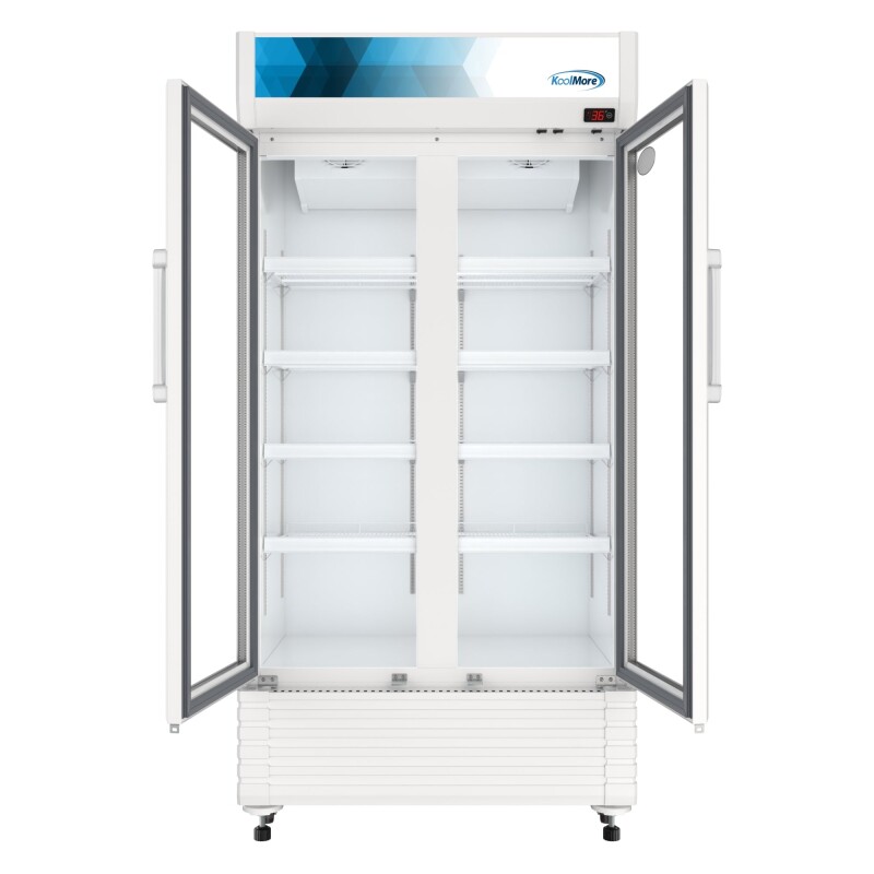 39 in. Commercial 2-Glass Door Merchandiser Refrigerator, 21.9 cu. ft. in White KMMDR2GD39