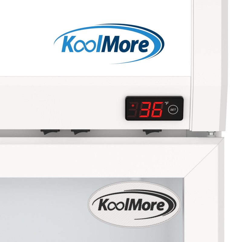 39 in. Commercial 2-Glass Door Merchandiser Refrigerator, 21.9 cu. ft. in White KMMDR2GD39