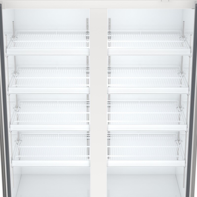 47 in. Commercial 2-Glass Door Merchandiser Refrigerator, 29 cu. ft. in White KMMDR2GD47