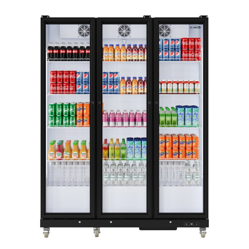 71 in. Commercial 3 Fully Glass Door Merchandiser Refrigerator, 46 cu. ft., ETL Listed in Black KMMDR3FGD
