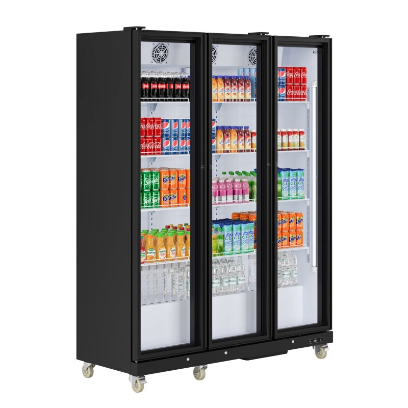71 in. Commercial 3 Fully Glass Door Merchandiser Refrigerator, 46 cu. ft., ETL Listed in Black KMMDR3FGD