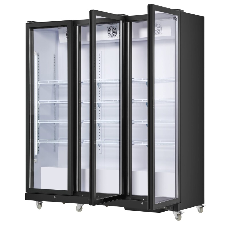 71 in. Commercial 3 Fully Glass Door Merchandiser Refrigerator, 46 cu. ft., ETL Listed in Black KMMDR3FGD