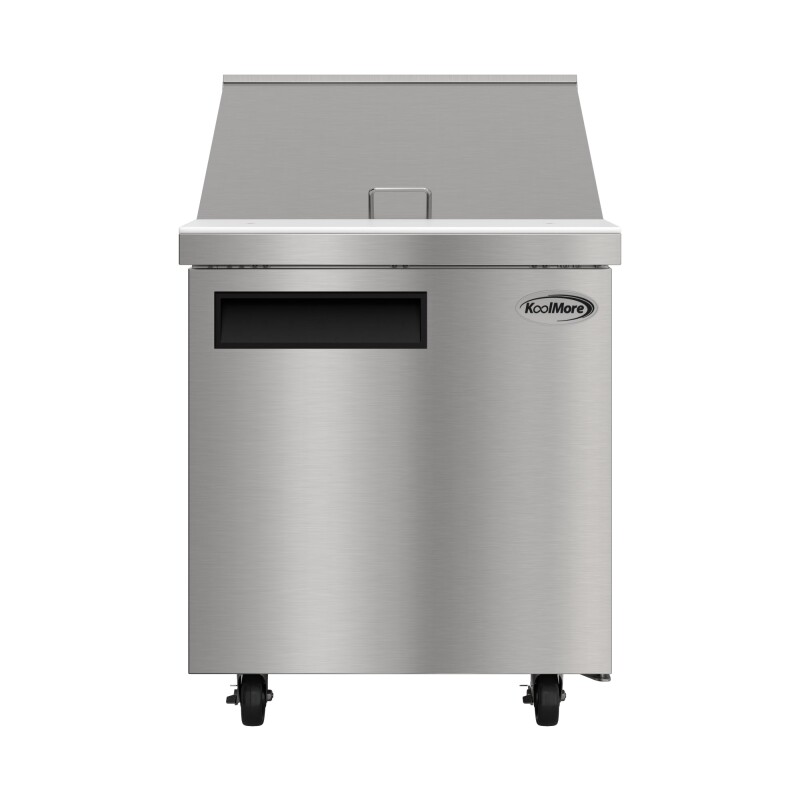 27 in. Commercial 1-Door Refrigerated Mega Salad and Sandwich Prep Table, 12 Pan Capacity and 8 Cu. Ft. of Storage in Stainless-Steel KMMPTR271D