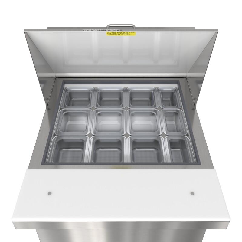 27 in. Commercial 1-Door Refrigerated Mega Salad and Sandwich Prep Table, 12 Pan Capacity and 8 Cu. Ft. of Storage in Stainless-Steel KMMPTR271D, product image 7 of 13
