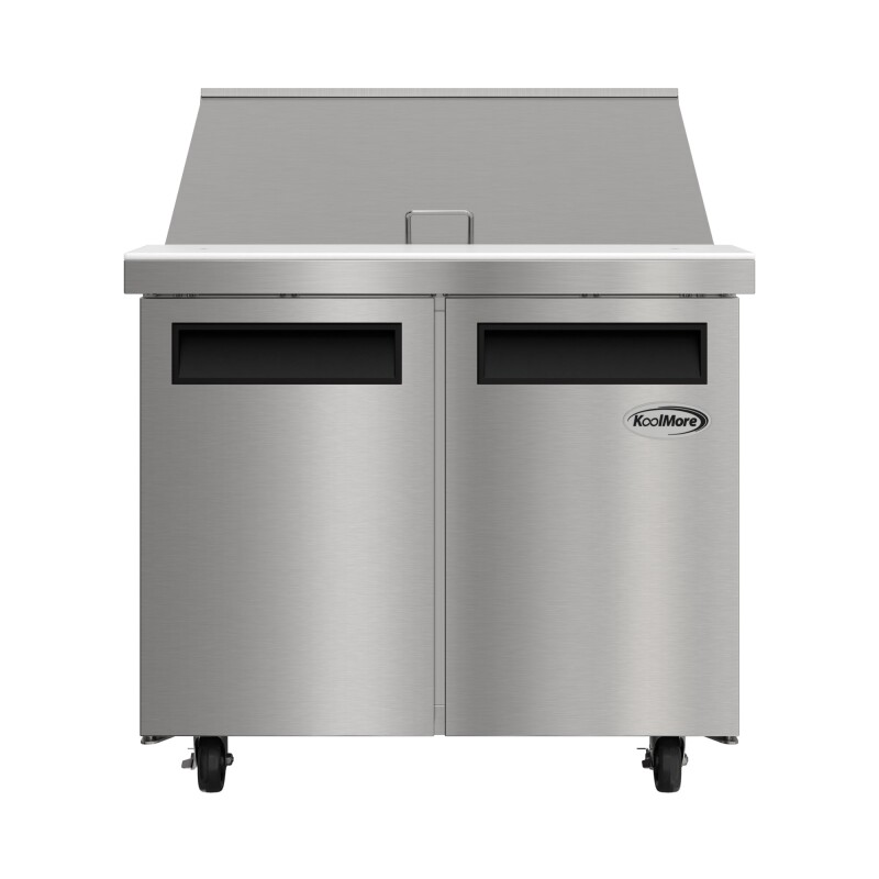 36 in. Commercial 2-Door Refrigerated Mega Salad and Sandwich Prep Table, 15 Pan Capacity and 11 Cu. Ft. of Storage in Stainless-Steel KMMPTR362D