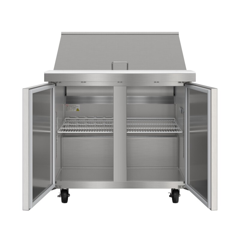 36 in. Commercial 2-Door Refrigerated Mega Salad and Sandwich Prep Table, 15 Pan Capacity and 11 Cu. Ft. of Storage in Stainless-Steel KMMPTR362D, product image 8 of 13