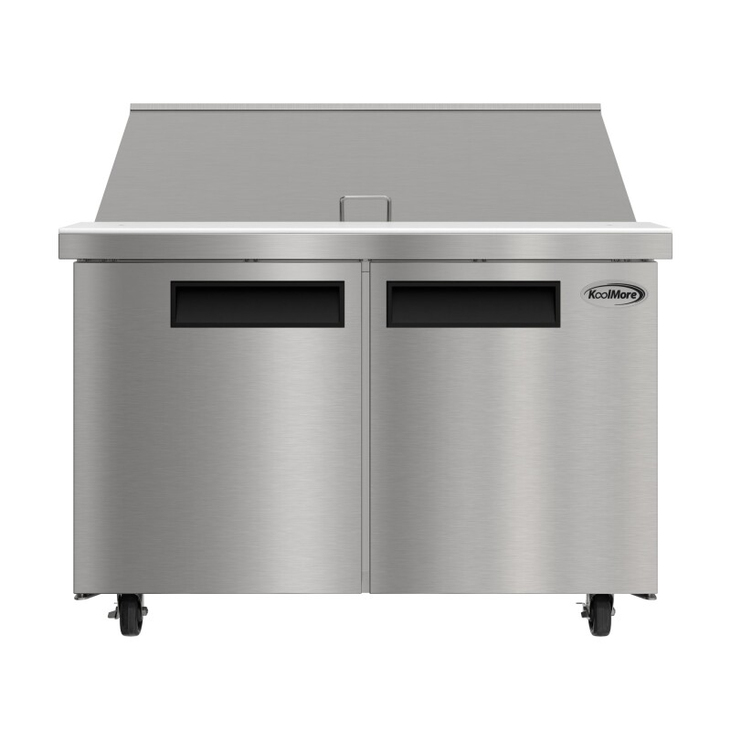 46 in. Commercial 2-Door Refrigerated Mega Salad and Sandwich Prep Table, 18 Pan Capacity and 14 Cu. Ft. of Storage in Stainless-Steel KMMPTR462D
