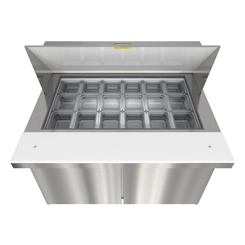 46 in. Commercial 2-Door Refrigerated Mega Salad and Sandwich Prep Table, 18 Pan Capacity and 14 Cu. Ft. of Storage in Stainless-Steel KMMPTR462D, product image 7 of 13