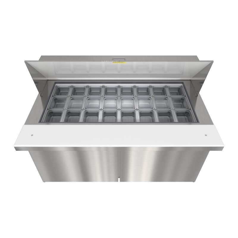 60 in. Commercial 2-Door Refrigerated Mega Salad and Sandwich Prep Table, 24 Pan Capacity and 18.4 Cu. Ft. of Storage in Stainless-Steel KMMPTR602D, product image 7 of 13