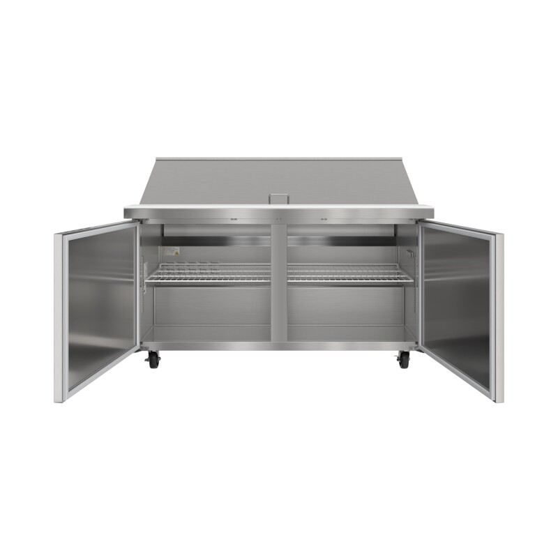 60 in. Commercial 2-Door Refrigerated Mega Salad and Sandwich Prep Table, 24 Pan Capacity and 18.4 Cu. Ft. of Storage in Stainless-Steel KMMPTR602D, product image 8 of 13