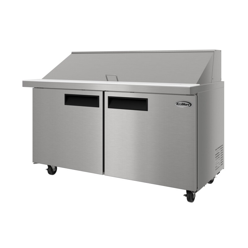60 in. Commercial 2-Door Refrigerated Mega Salad and Sandwich Prep Table, 24 Pan Capacity and 18.4 Cu. Ft. of Storage in Stainless-Steel KMMPTR602D, product image 9 of 13