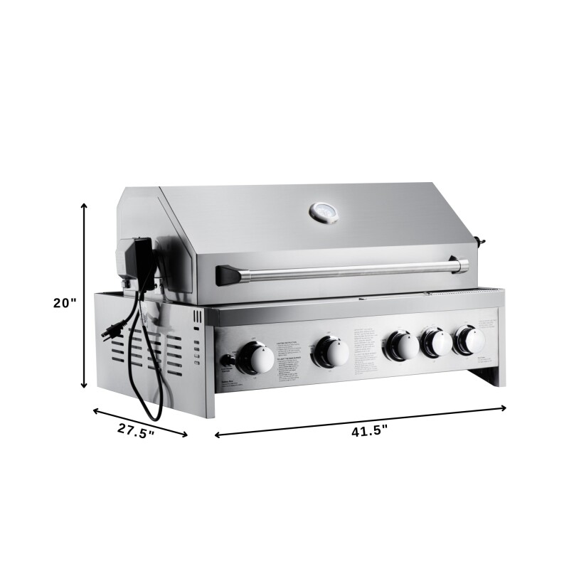 30 in. Built-in Liquid Propane BBQ Grill for Outdoor Kitchen in Stainless-Steel KMOKSBQ30, product image 3 of 13
