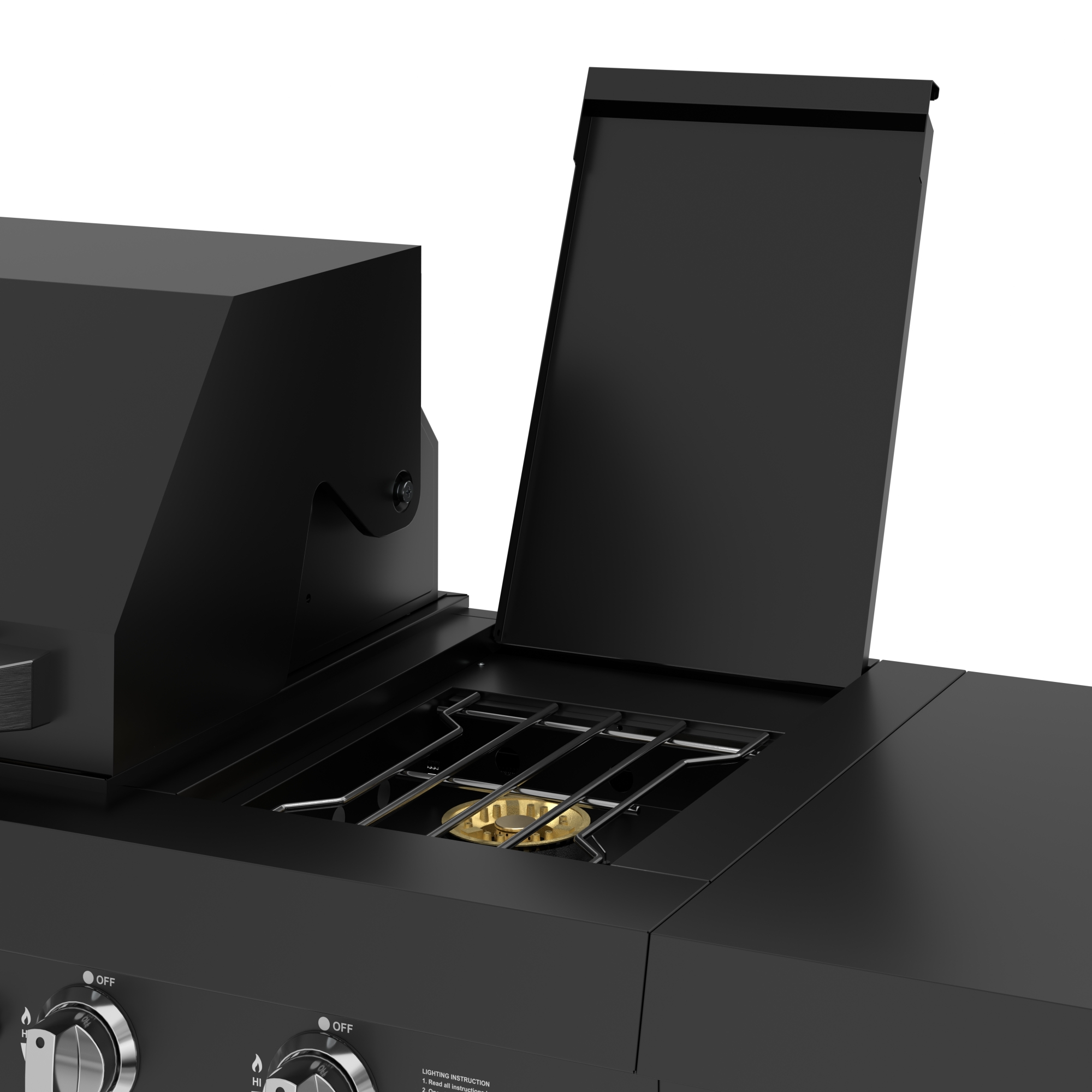 KoolMore Reserve CSA Listed Outdoor Kitchen Island in Black with 6 Burners, Sink, Storage Cabinet and Beverage Refrigerator KMOKSBQHUBBK