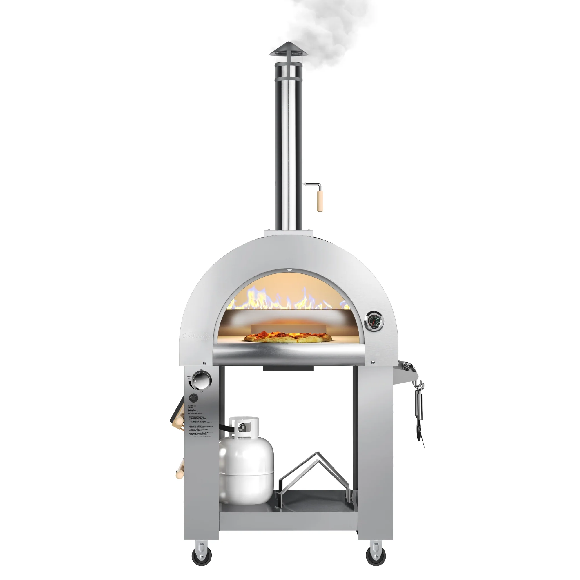 32 in. Outdoor Gas and Wood Fired Pizza Oven in Stainless-Steel KMOKSDFPO, product image 2 of 13