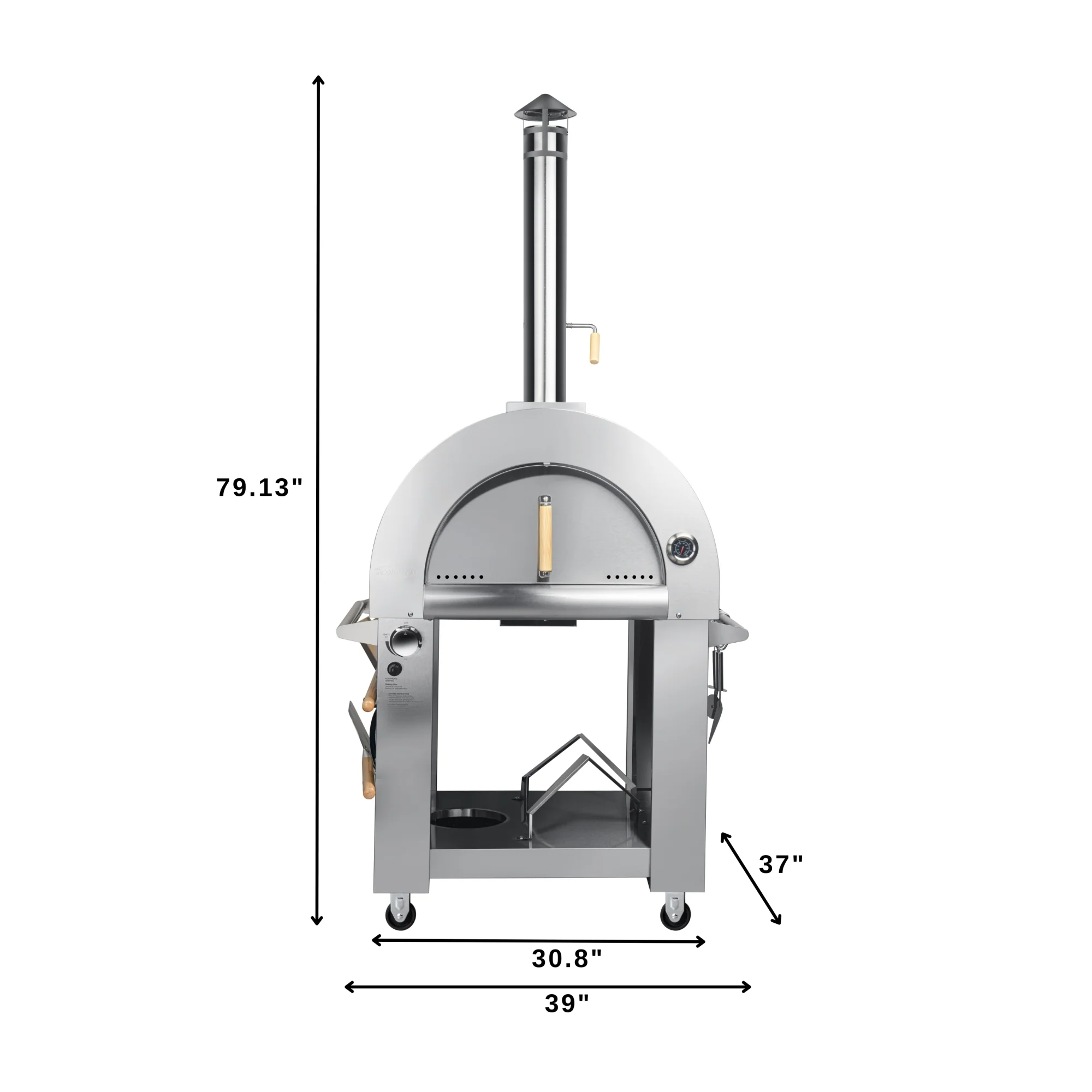 32 in. Outdoor Gas and Wood Fired Pizza Oven in Stainless-Steel KMOKSDFPO, product image 4 of 13