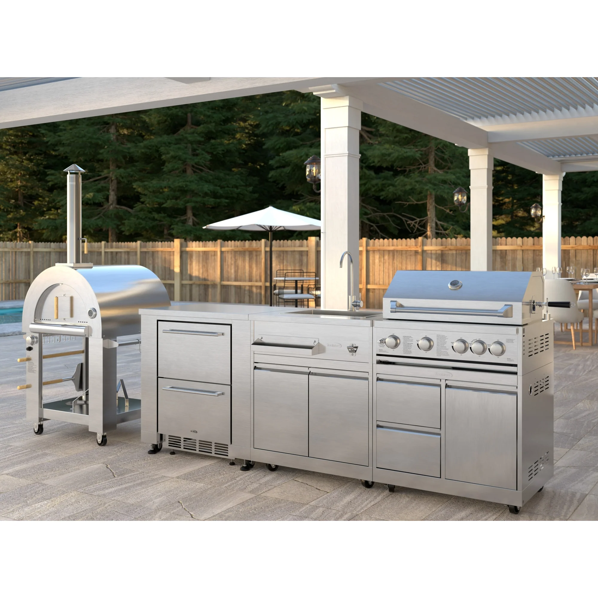 32 in. Outdoor Gas and Wood Fired Pizza Oven in Stainless-Steel KMOKSDFPO, product image 5 of 13