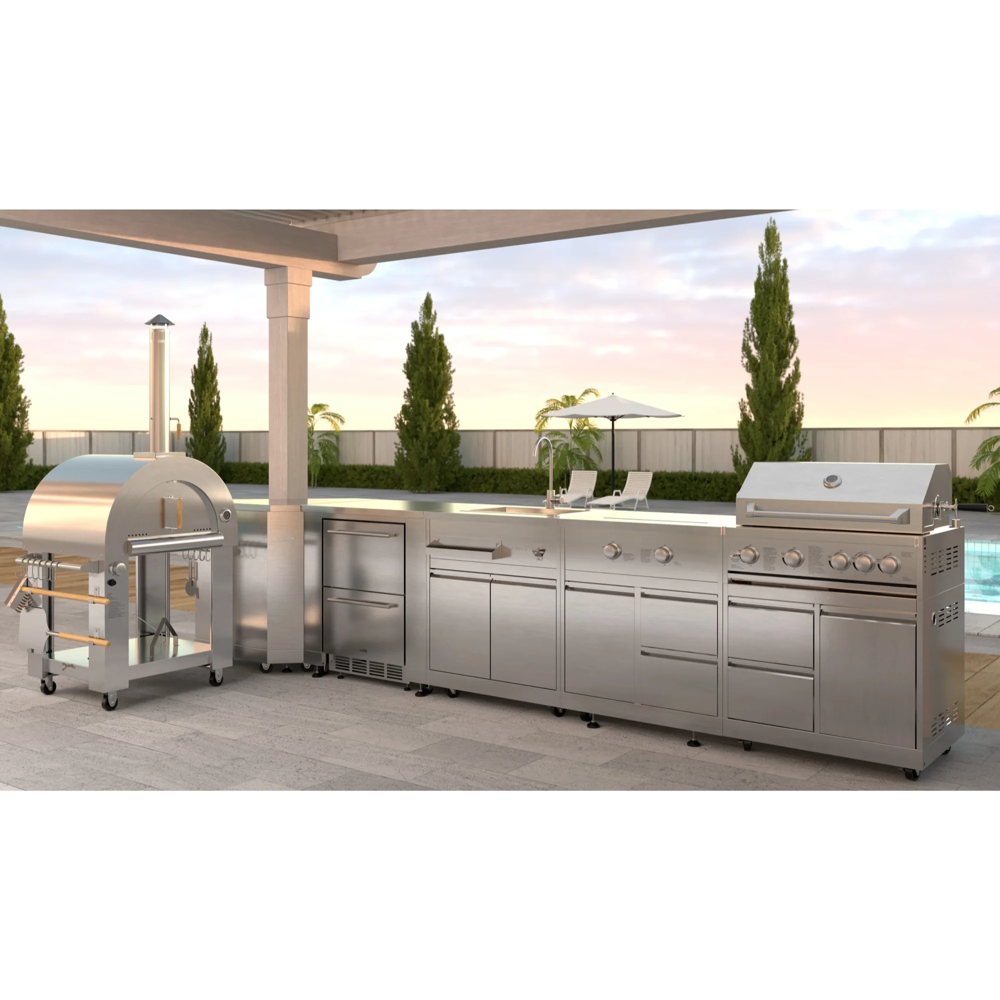32 in. Outdoor Gas and Wood Fired Pizza Oven in Stainless-Steel KMOKSDFPO, product image 6 of 13