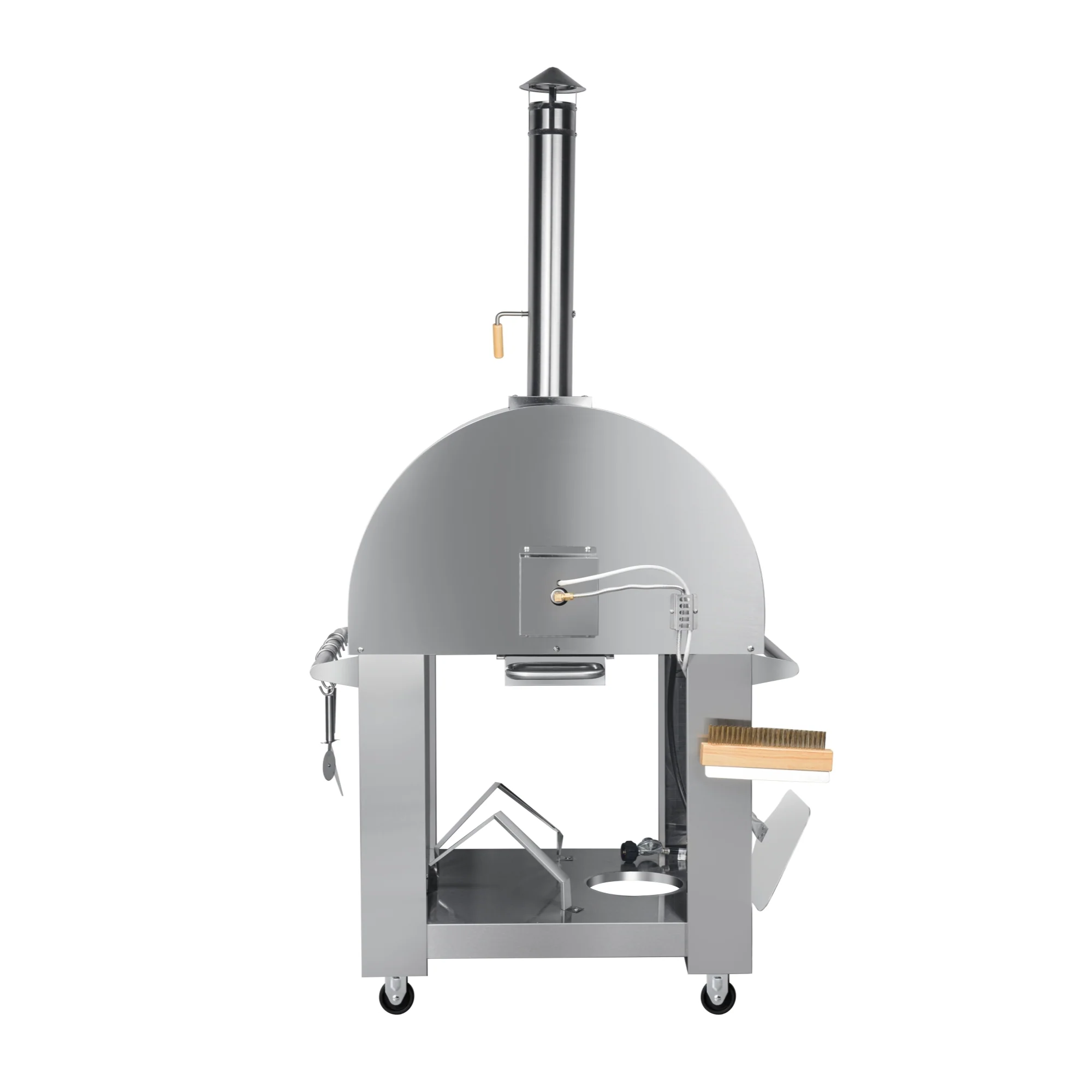 32 in. Outdoor Gas and Wood Fired Pizza Oven in Stainless-Steel KMOKSDFPO, product image 13 of 13