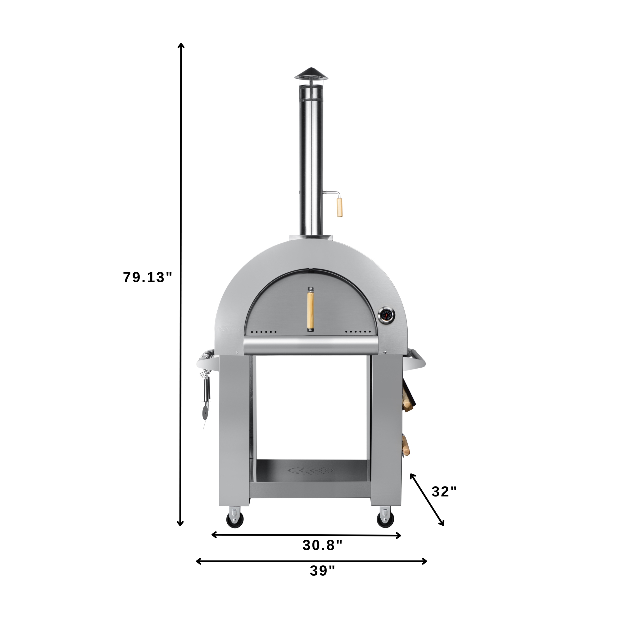 KoolMore Outdoor Kitchen Series Modular Kitchen with a Dual Fuel Pizza Oven, 3 Drawer Cabinet, Corner Cabinet, Double Refrigerator Drawers with Cabinet, Sink, Side Burner and a 30 in. BBQ Gri KMOKSKITCONFIG107