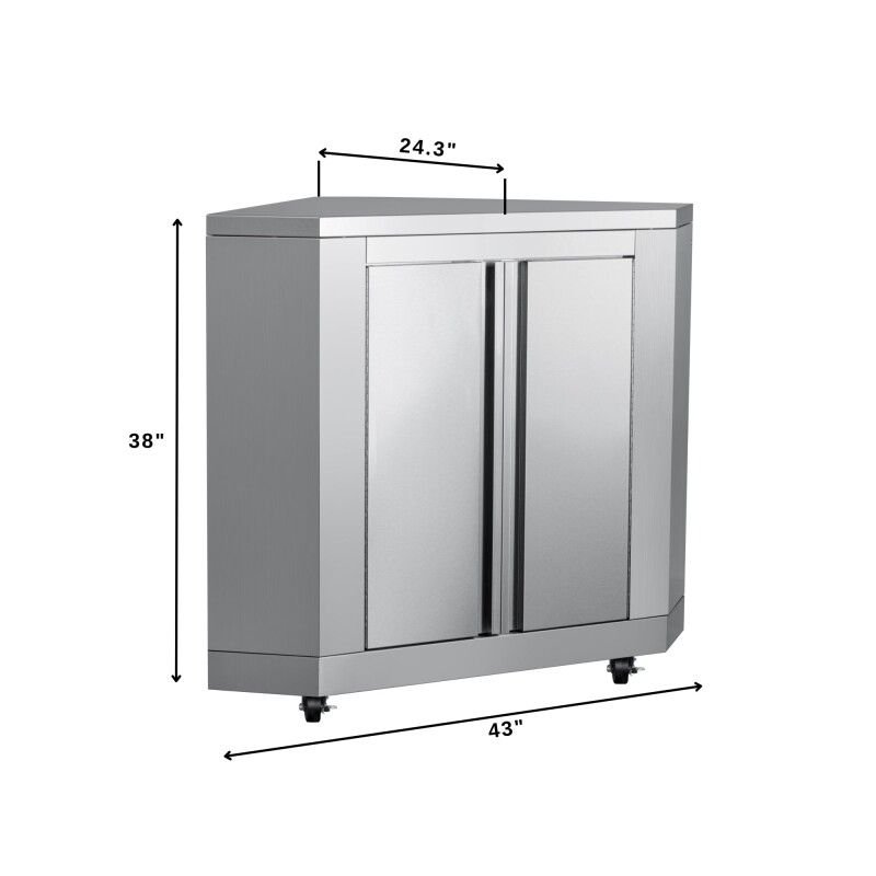 Outdoor Kitchen Series Modular Kitchen with a Dual Fuel Pizza Oven, Corner Cabinet, Refrigerator and Cabinet, Sink, Side Burner and 30 in. BBQ Grill with Cabinet in Stainless-Steel KMOKSKITCONFIG113, product image 5 of 11