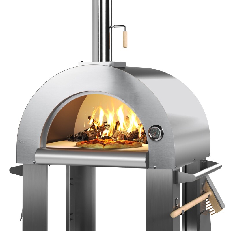Outdoor Kitchen Series Modular Kitchen with a Wood Fire Pizza Oven, Refrigerator and Cabinet, Sink, 30 in. BBQ Grill and Grill Cabinet in Stainless-Steel KMOKSKITCONFIG117, product image 8 of 9