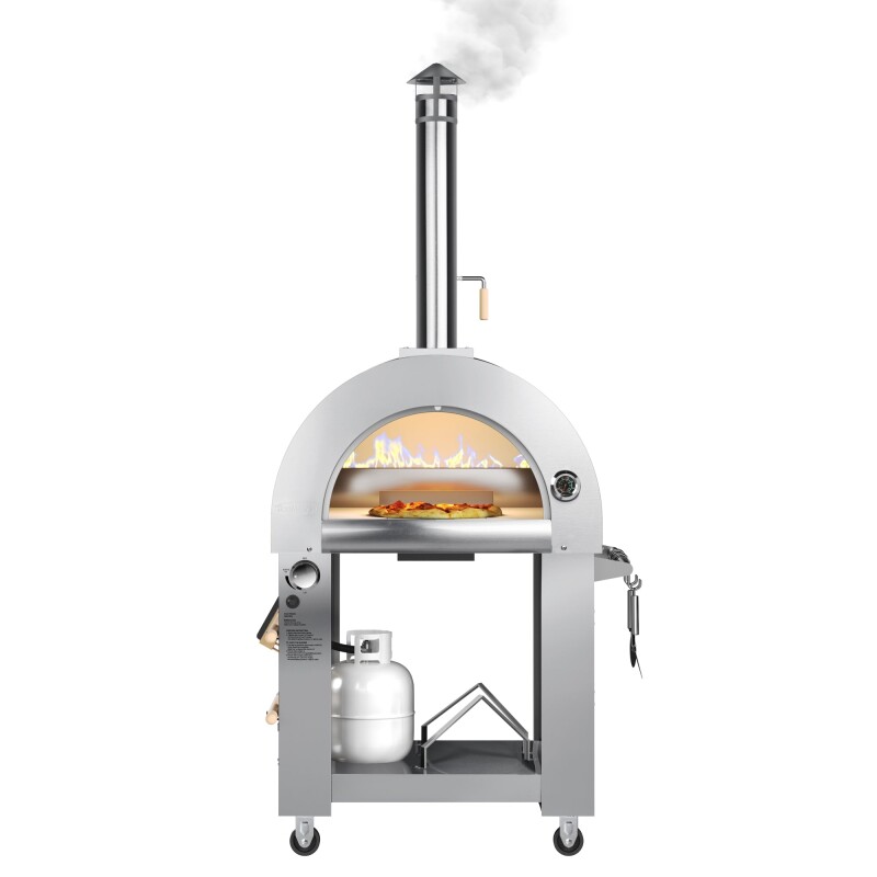 Outdoor Kitchen Series Modular Kitchen with a Dual Fuel Pizza Oven, Refrigerator and Cabinet, Sink, 30 in. BBQ Grill And Grill Cabinet in Stainless-Steel KMOKSKITCONFIG118, product image 8 of 9