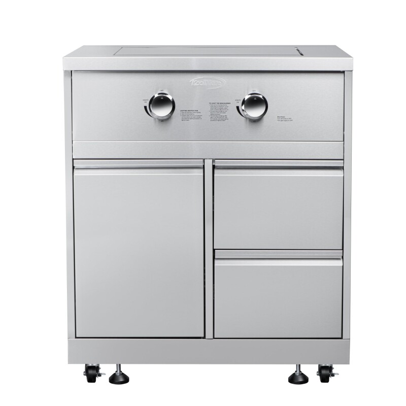32 in. Outdoor Kitchen Liquid Propane Side Burner with Bottom Cabinet in Stainless-Steel KMOKSSBC