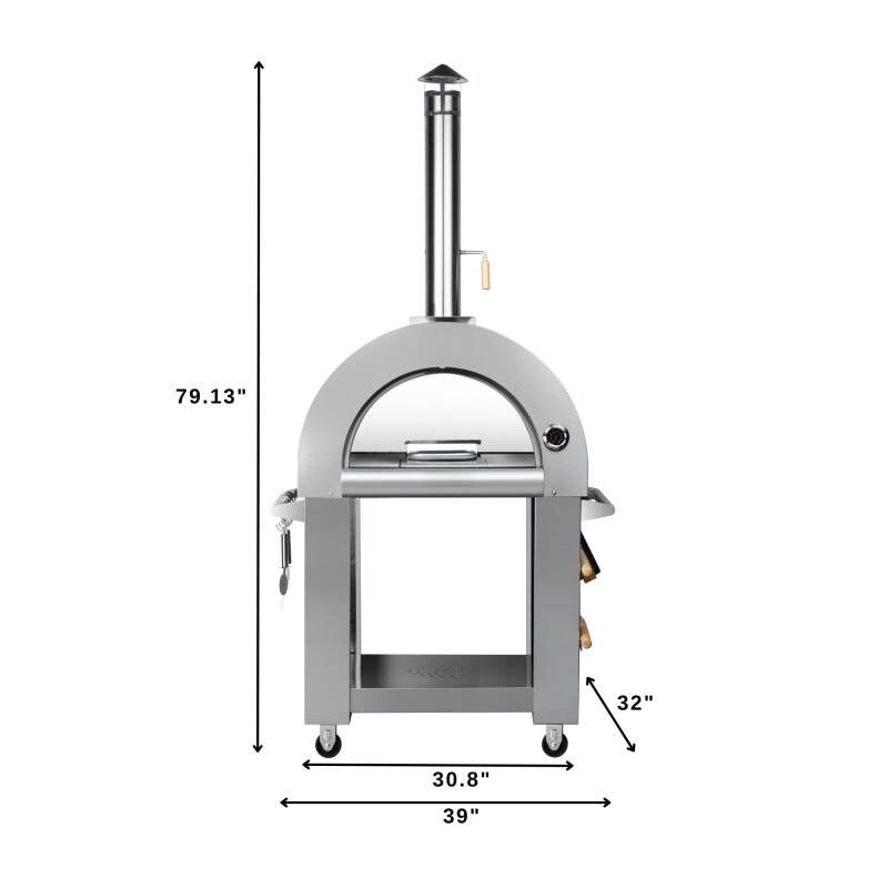 32 in. Outdoor Wood Fired Pizza Oven in Stainless-Steel KMOKSWFPO