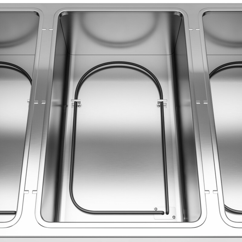 Three Pan Open Well Electric Steam Table with Undershelf and Sneeze-Guard KMOWS3SG, product image 7 of 9