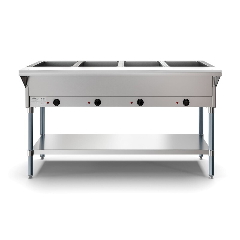 Four Pan Open Well Electric Steam Table with Undershelf KMOWS4