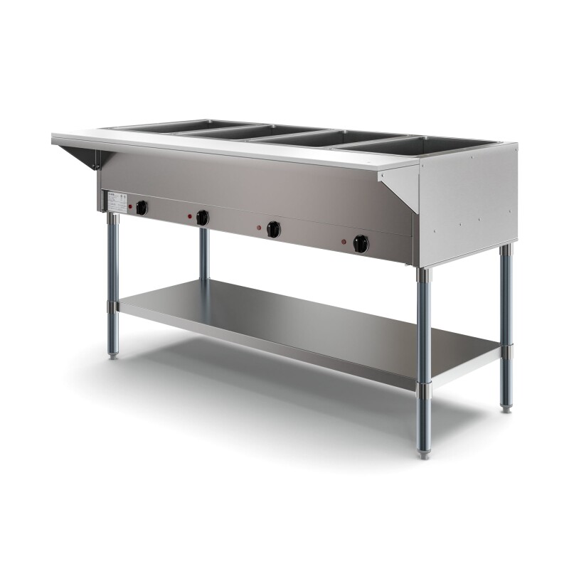Four Pan Open Well Electric Steam Table with Undershelf KMOWS4, product image 2 of 9