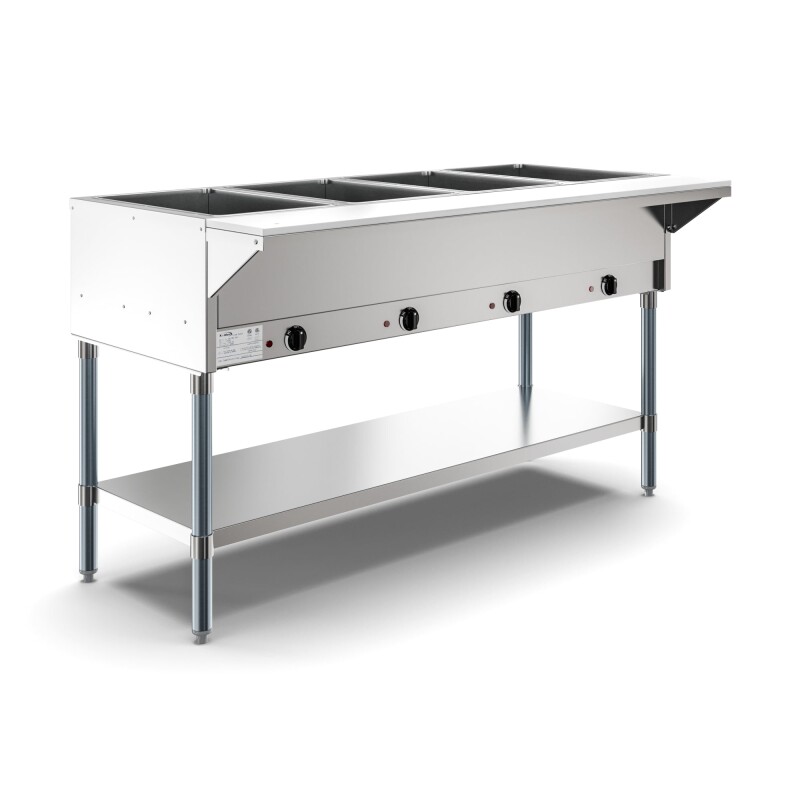 Four Pan Open Well Electric Steam Table with Undershelf KMOWS4, product image 4 of 9