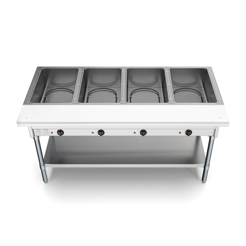 Four Pan Open Well Electric Steam Table with Undershelf KMOWS4, product image 5 of 9