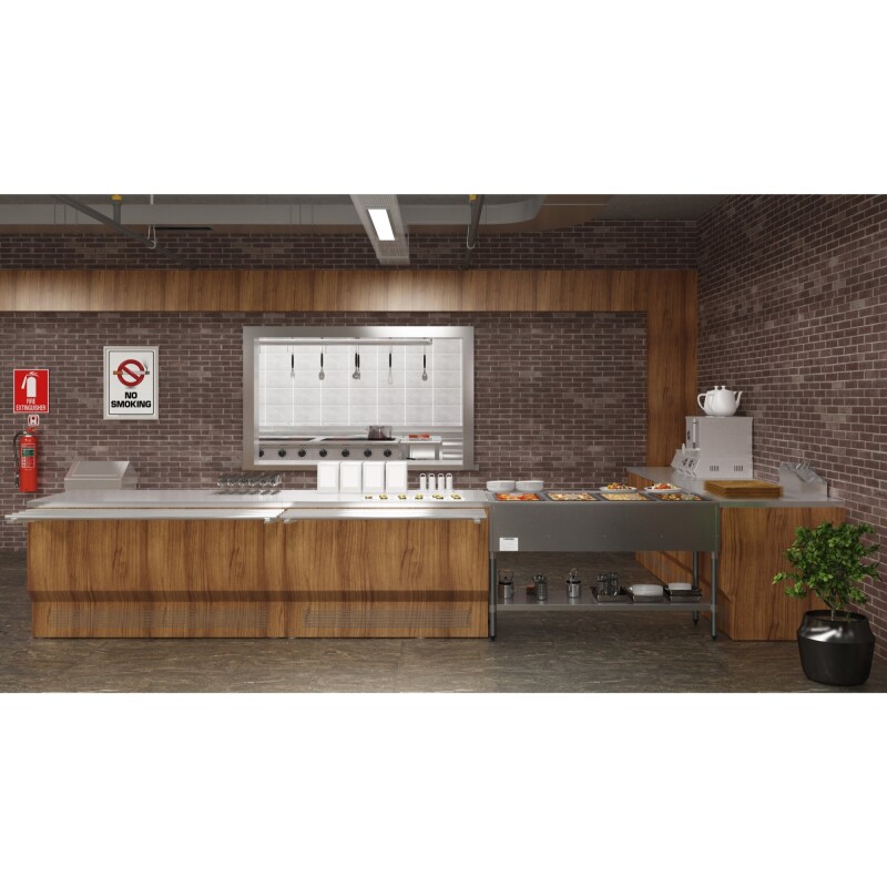 Four Pan Open Well Electric Steam Table with Undershelf KMOWS4, product image 9 of 9
