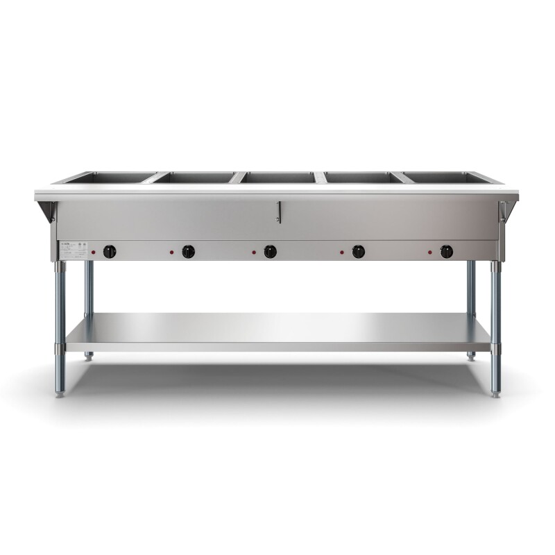Five Pan Open Well Electric Steam Table with Undershelf, 240V KMOWS5
